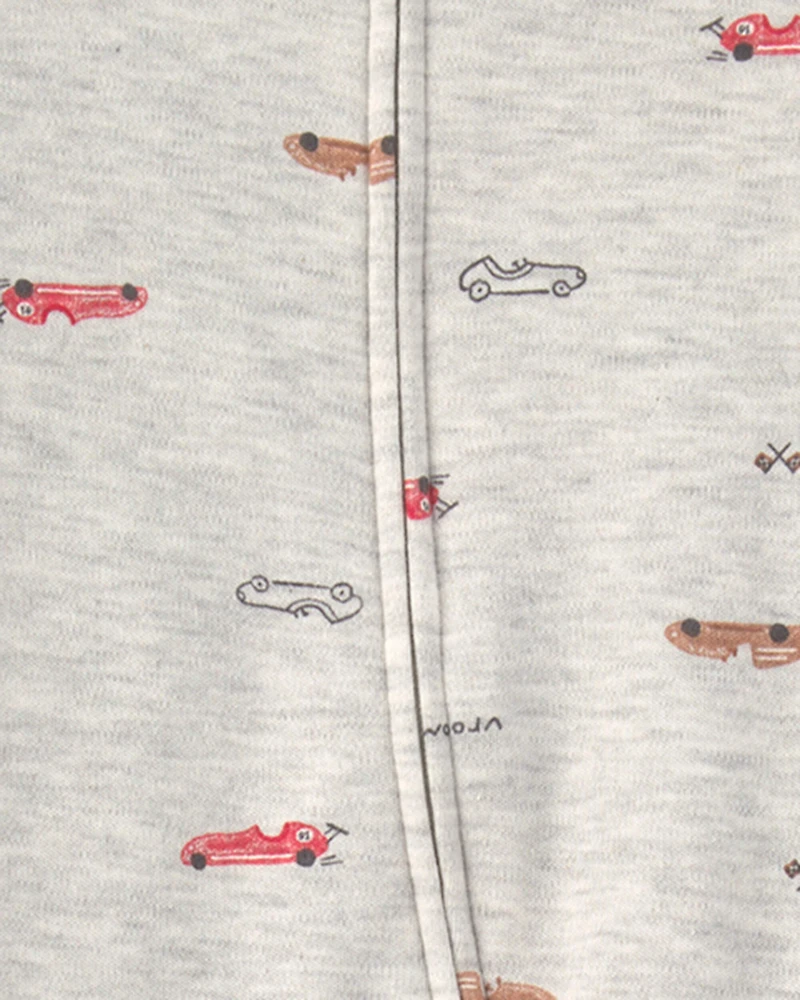 Baby Boy Race Car Cotton 2-Way Zip Sleeper - Grey