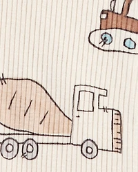 Baby Boy Construction 2-Way Zip Ribbed Sleeper pyjamas