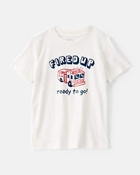 Toddler Boy Firetruck Graphic Tee - White