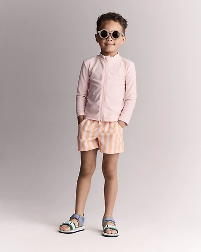 Toddler Full-Zip Long-Sleeve Rashguard - Blush