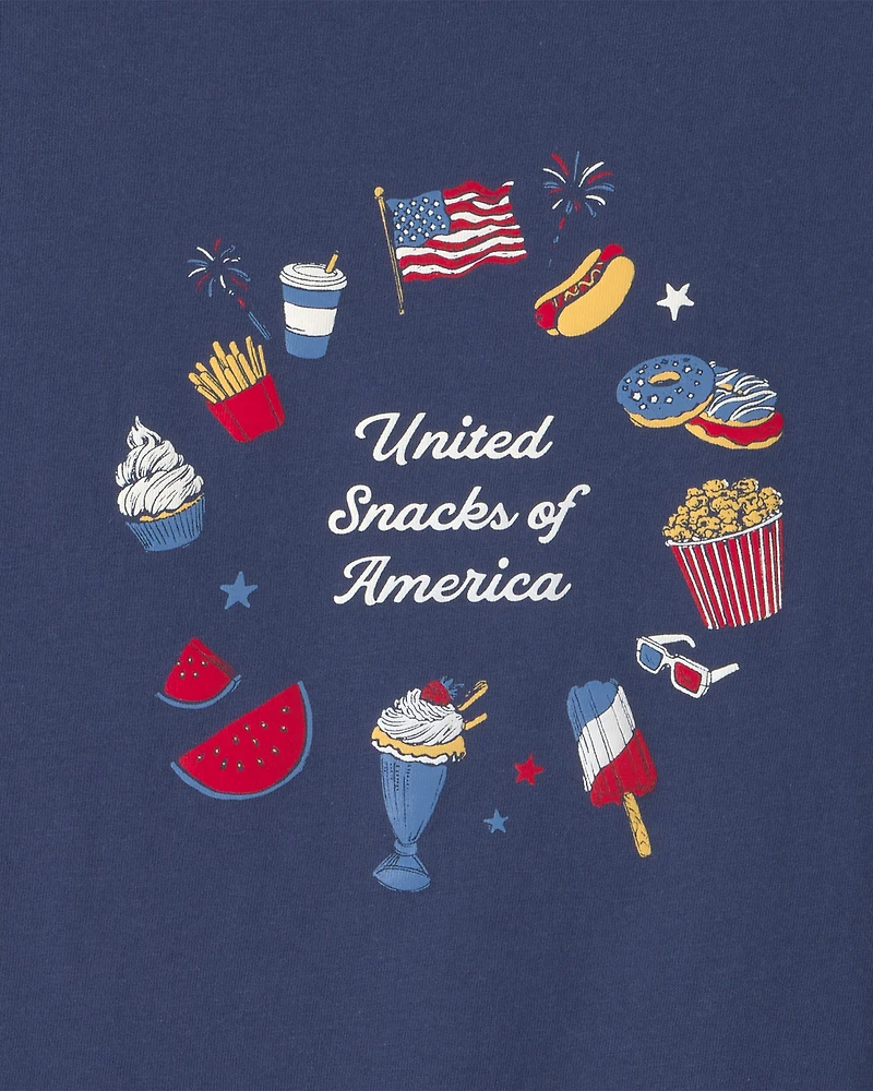Girls 'United Snacks of America' Graphic Tee - Navy Blue