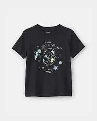 Toddler Boy Axolotl Space Graphic Tee - Black