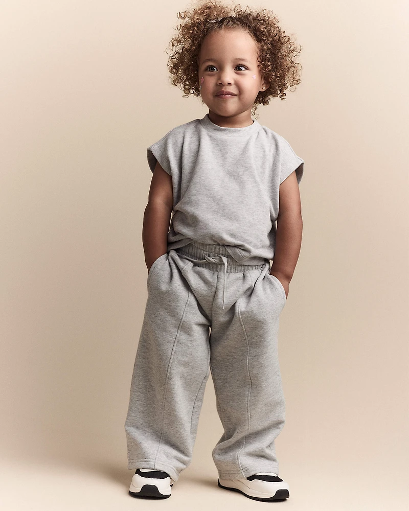 Toddler Girl Linda Wide Leg Pant - Heather Grey