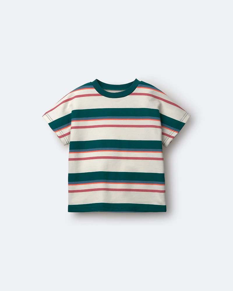 Toddler Dolman Tee Stripes - Green/Cream