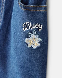 Baby Girl Bluey Embroidered Denim Skirt - Blue