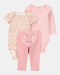 Baby Girl 3-Piece Floral Mouse Little Character Set