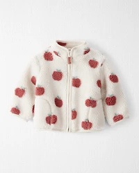 Baby Recycled Sherpa Jacket Apple Print