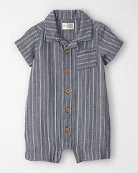 Baby Gauze Short-Sleeve Romper Navy