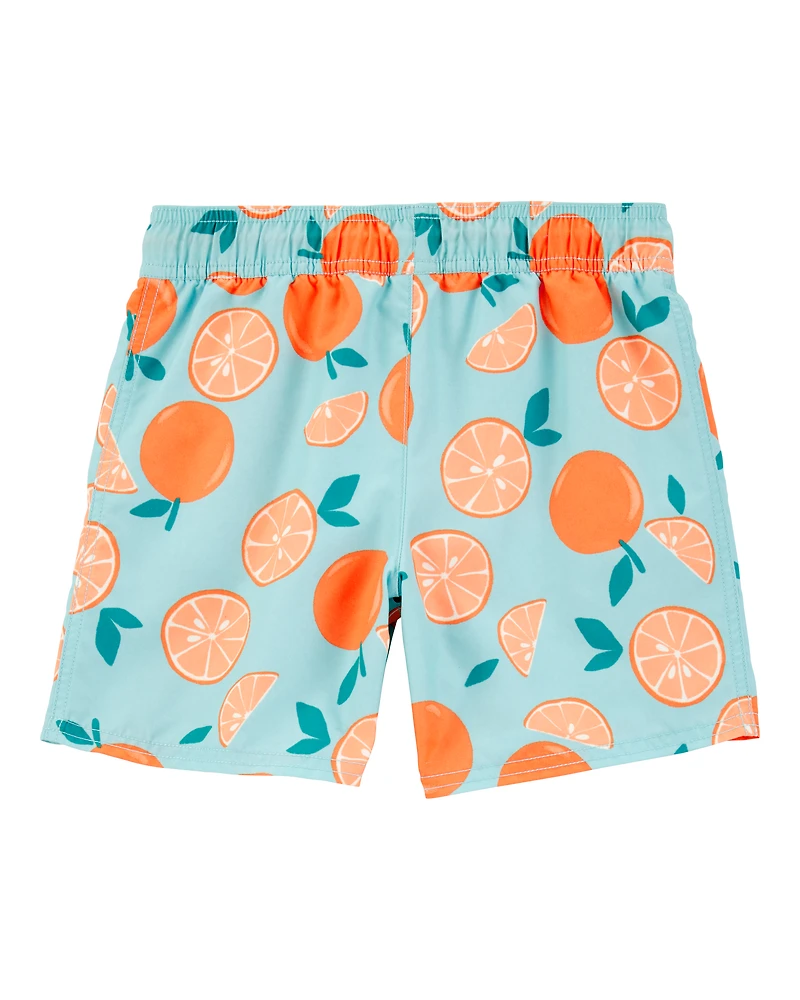 Boys Orange Fruit Swim Trunks - Blue