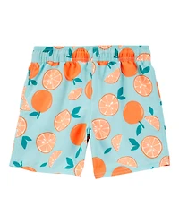 Boys Orange Fruit Swim Trunks - Blue