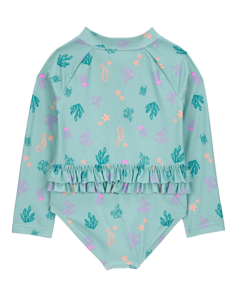 Toddler Girl 1-Piece Coral Print Rashguard