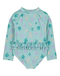 Toddler Girl 1-Piece Coral Print Rashguard