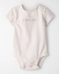 Baby 'Little One' Organic Cotton Embroidered Bodysuit Ivory