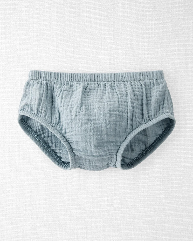 Toddler Organic Cotton Gauze Dress Blue