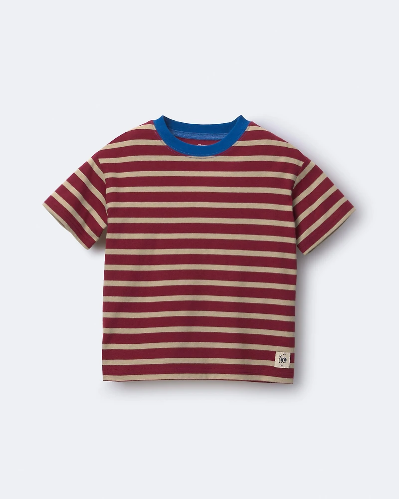 Toddler Boy Relaxed Tee Stripes - Burgundy