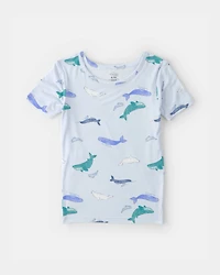 Boys Whale PurelySoft Short-Sleeve Snug Fit 2-Piece Pyjama Set - Blue