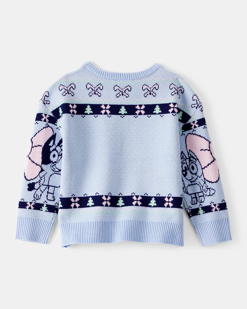 Toddler Girl Christmas Bluey™ Long-Sleeve Sweater - Blue