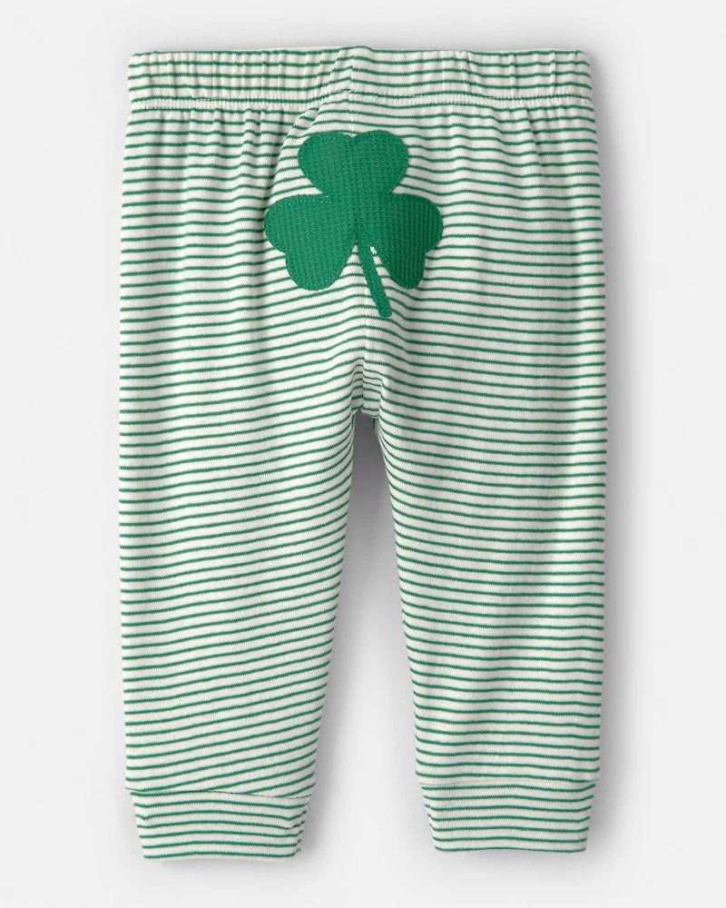 Baby St. Patrick's Day 2-Piece Striped Long-Sleeve Bodysuit & Pant Set - Green/White