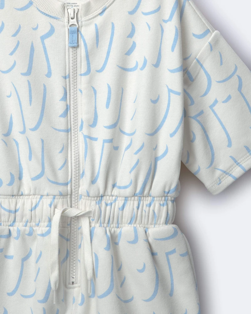 Toddler Girl Flowy Romper Otter Avenue Print - Cream