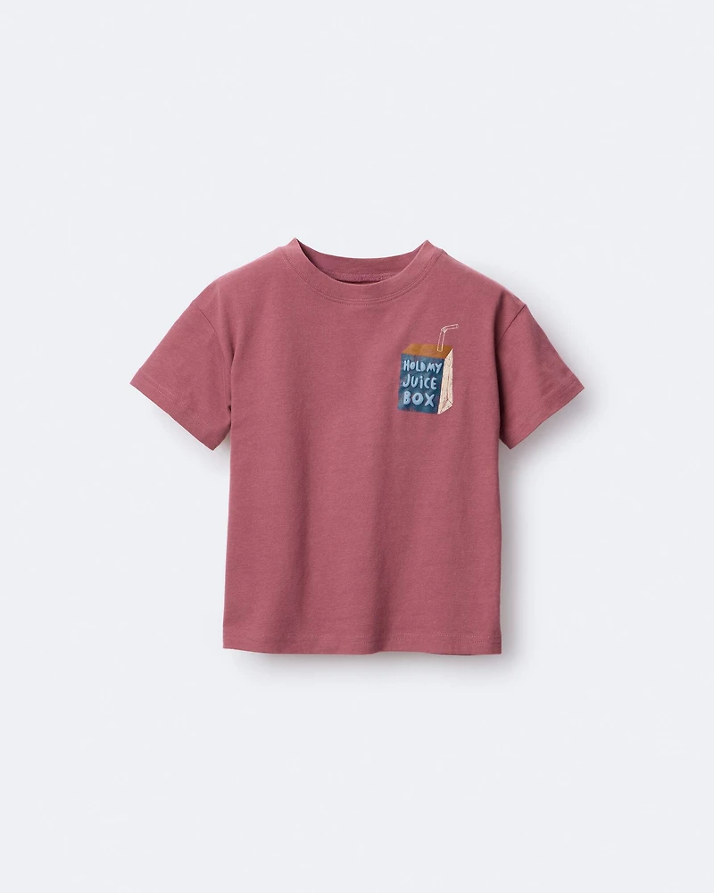 Toddler Hold My Juicebox Short-Sleeve Relaxed Graphic Tee - Burgundy