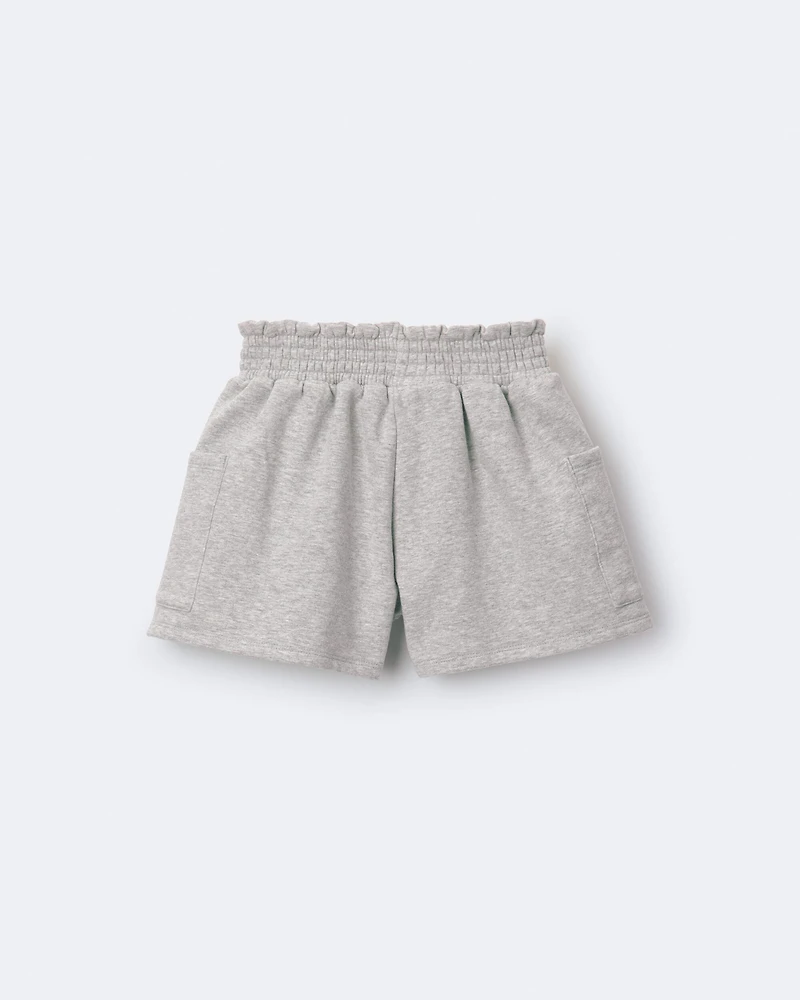 Toddler Girl Fleece Swing Short with Pockets- Heathered Grey
