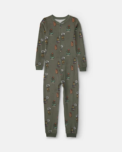 Boys 1-Piece Silly Food DreamPlush Snug Fit Pyjama - Olive Green