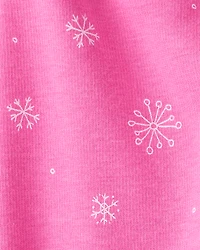 Baby Girl Snowflake Pull-On Stretch Cozy Leggings - Pink