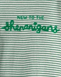 Baby St. Patrick's Day 2-Piece Striped Long-Sleeve Bodysuit & Pant Set - Green/White