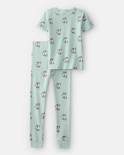 Kids Soccer 100% Cotton Short-Sleeve Snug Fit 2-Piece pyjama Set - Green