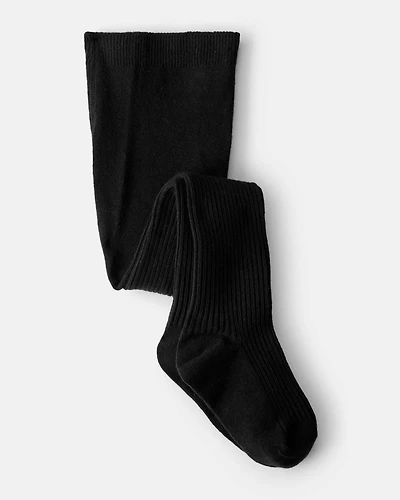 Toddler Girl Rib Tights - Black