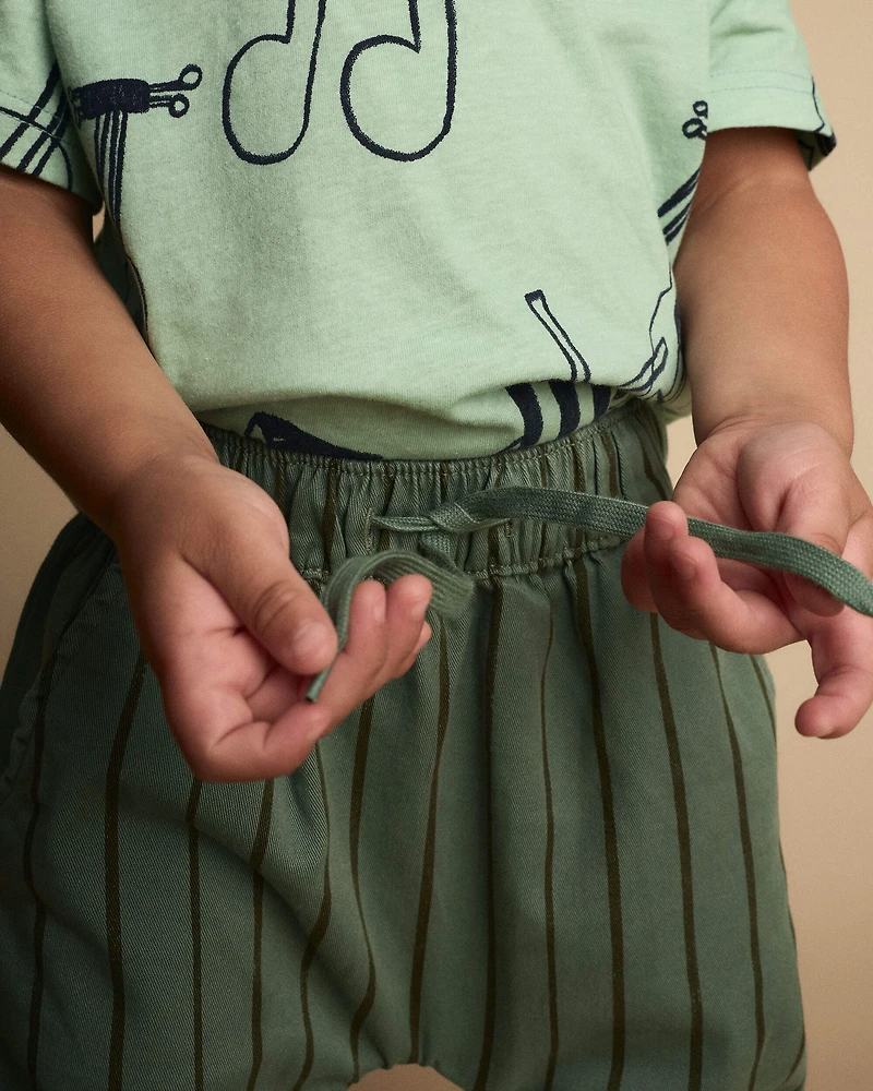 Toddler Boy Playground Pants Stripes - Olive