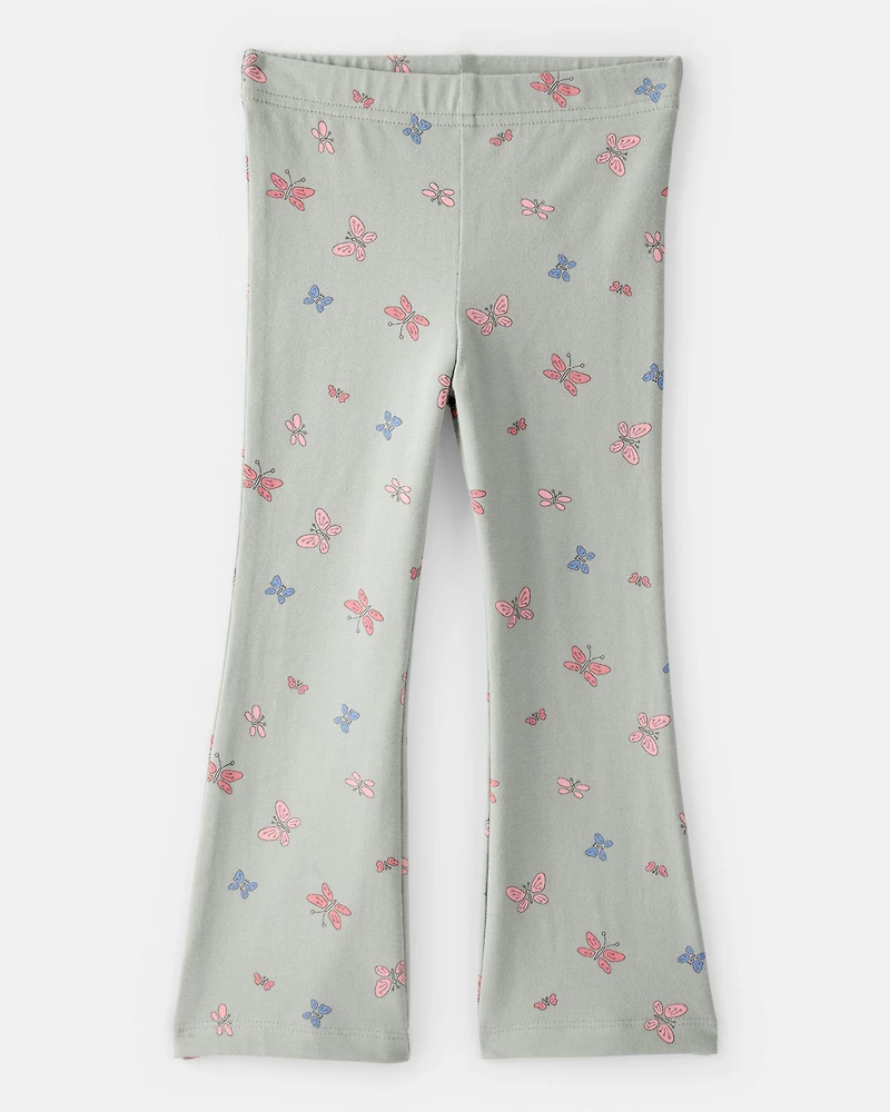 Toddler Girl Butterfly Flare Pull-On Stretch Leggings - Green