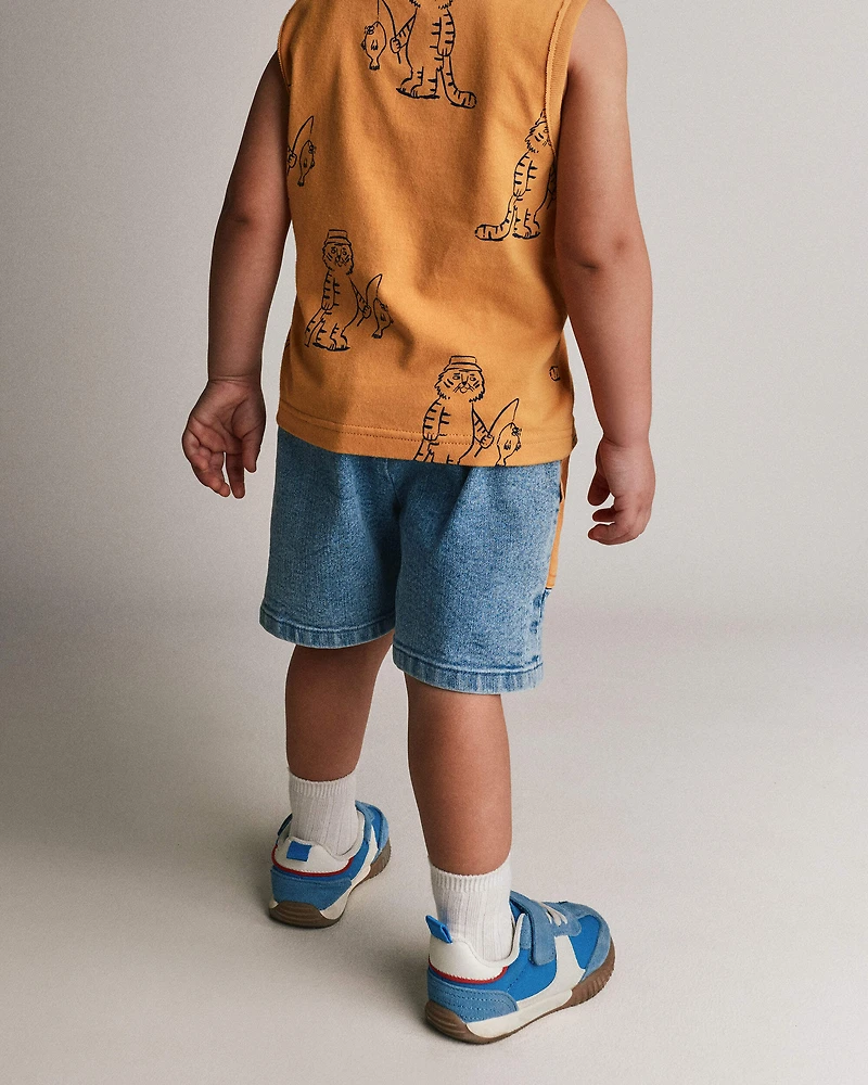 Toddler Colourblock Long-Line Short Denim