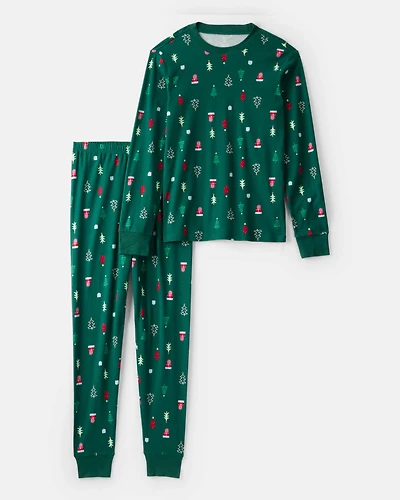 Adult Green Trees 100% Cotton Long-Sleeve Snug Fit
