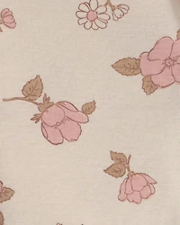 Baby Girl 3-Piece Flowers Bodysuit & Pant Set - Pink/Ivory