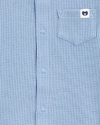 Baby Boy Waffle Knit Short-Sleeve Romper - Blue