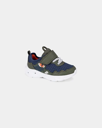 Toddler Boy Athletic Light-up Dino Shoe - Green/Blue