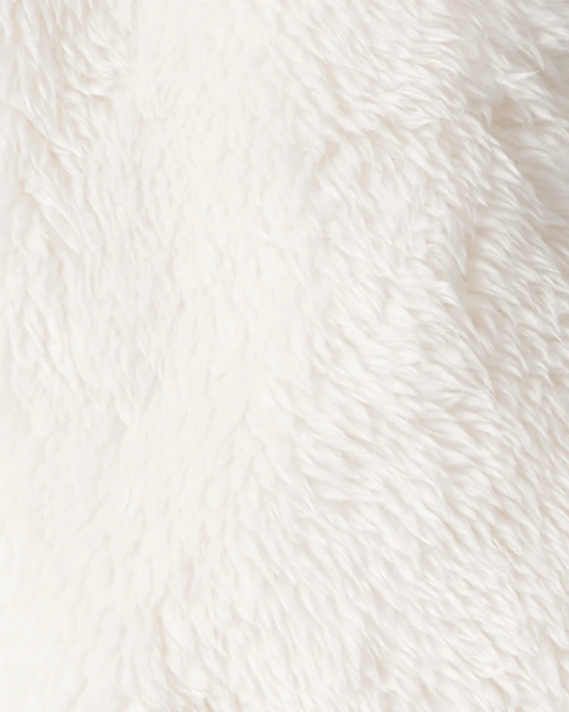 Baby Sherpa Hooded Long-Sleeve Sweater - White