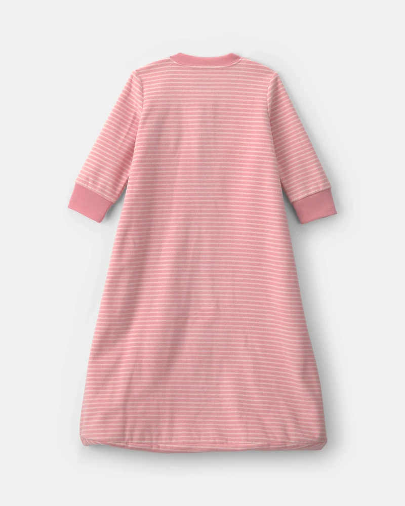 Baby Girl Striped Fleece Loose Fit Wearable Blanket - Pink