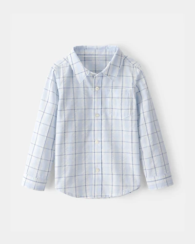 Toddler Boy Plaid Button-Down Shirt - Blue
