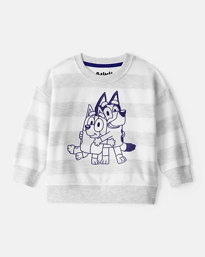 Baby Neutral Bluey Striped French Terry Pullover - Grey