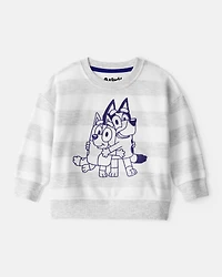 Baby Neutral Bluey Striped French Terry Pullover - Grey
