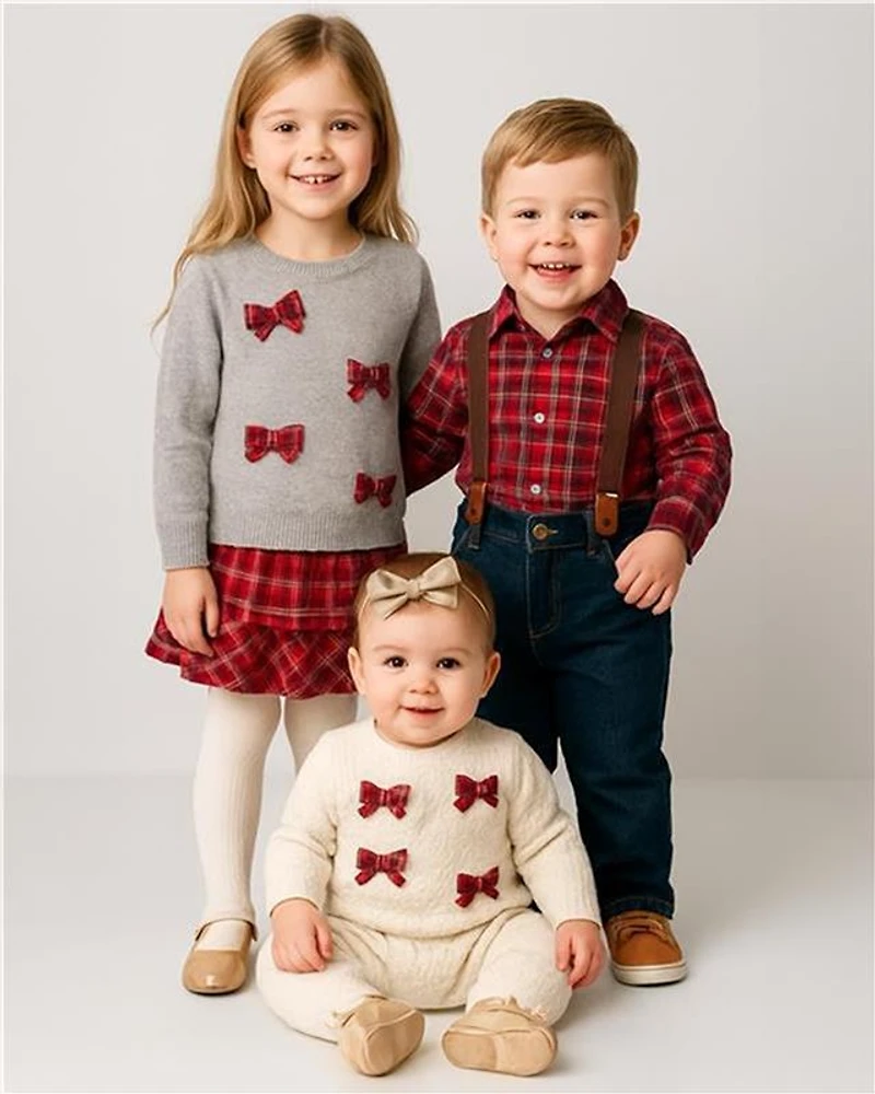 Baby Girl Bow Long-Sleeve Jumpsuit - White