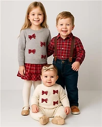 Baby Girl Bow Long-Sleeve Jumpsuit - White