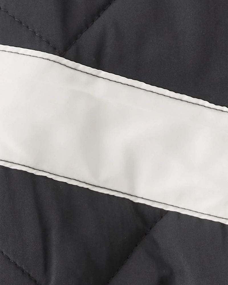 Baby Girl Colour Block Puffer Jacket - Black