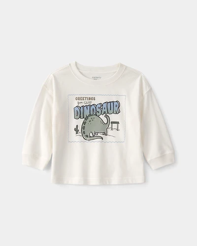 Baby Boy Dinosaur Long-Sleeve Graphic Tee - Cream