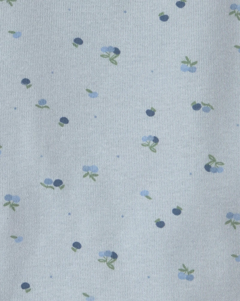 Baby Girl 4-Pack Blueberry Floral Long-Sleeve Bodysuits - Blue