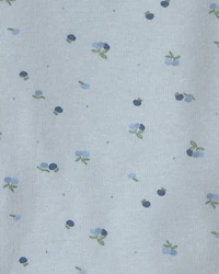Baby Girl 4-Pack Blueberry Floral Long-Sleeve Bodysuits - Blue