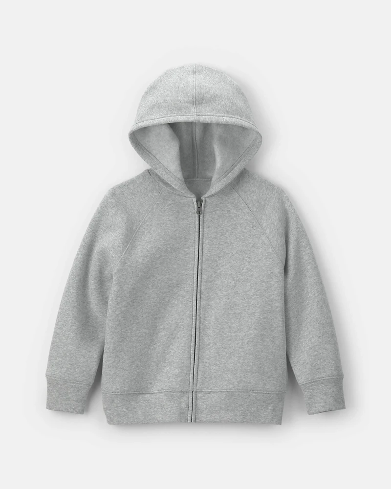 Boys Fleece Zip-Up Hoodie - Grey