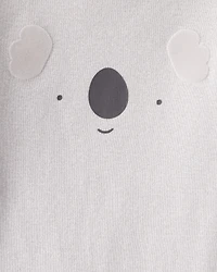 Baby Girl 4-Pack Koala Print Cotton Long-Sleeve Multipack Bodysuits - Purple/White/Pink